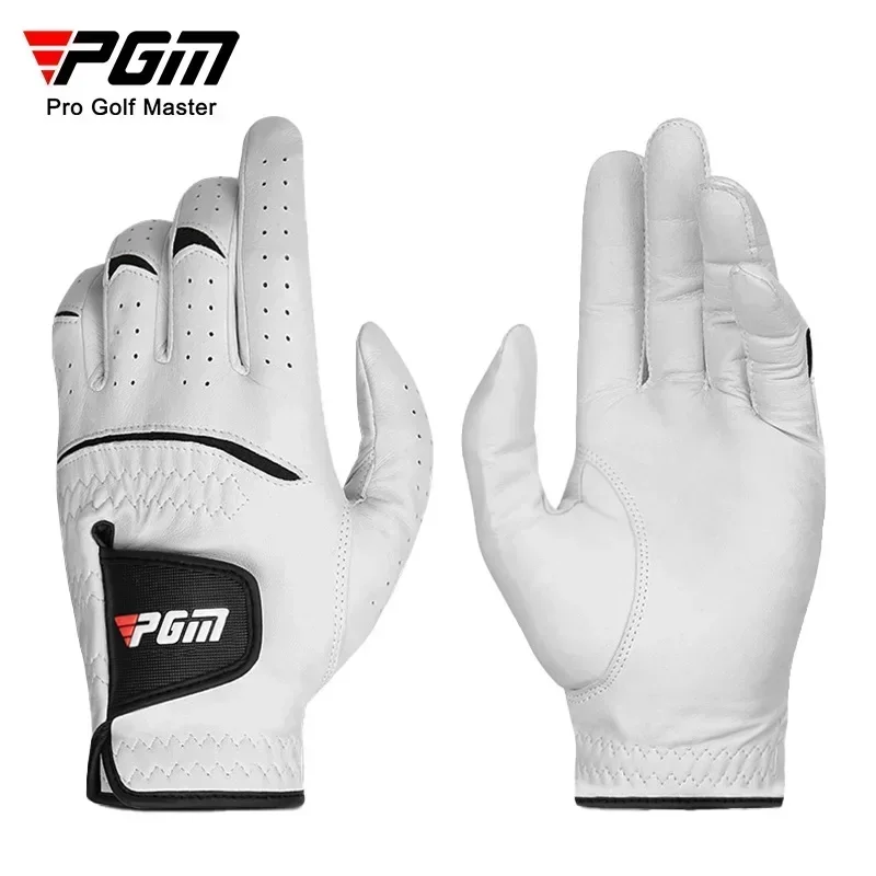 Golf Glove Cadet - PGM 男性ゴルフグローブ子供用ホワイトケープ本革スポーツハンドグローブ着用通気性滑り止めシングル左右利き用 ST025