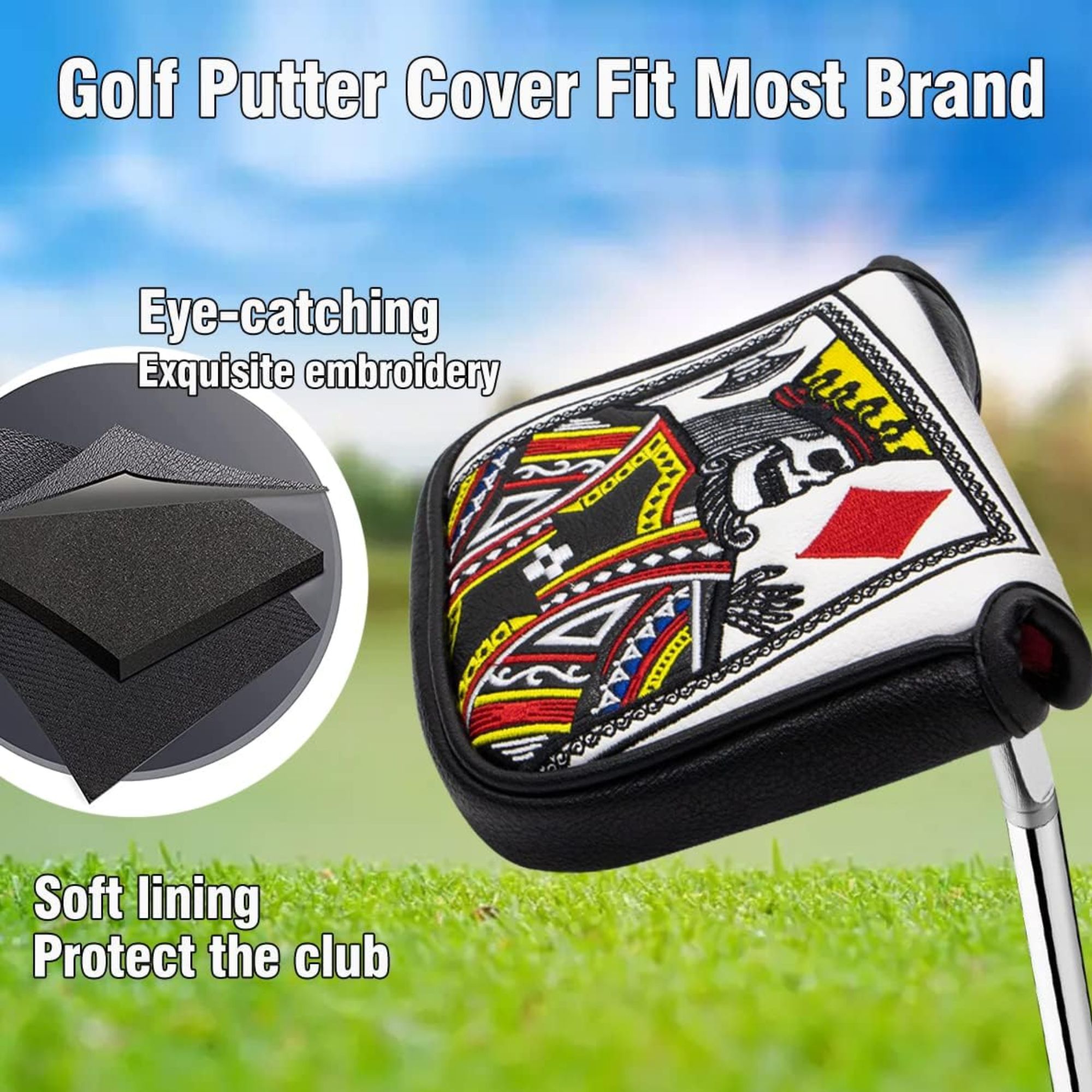 キング・オブ・ハーツ刺繍入りマレットパター、ほとんどのブラン - Golf Equipment And Accessories のレビューと価格