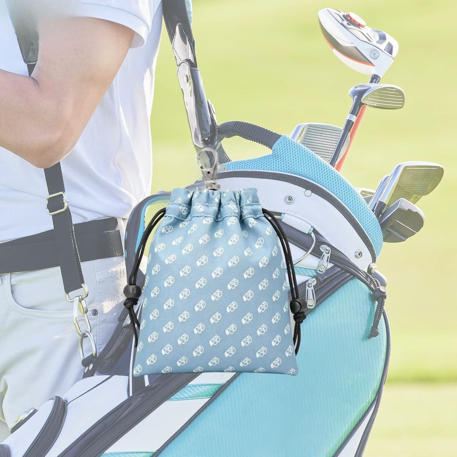 ミニマリストなブルーのゴルフ貴重品バッグ。巾着式でゴルフボー - Golf Equipment Bag のレビューと価格