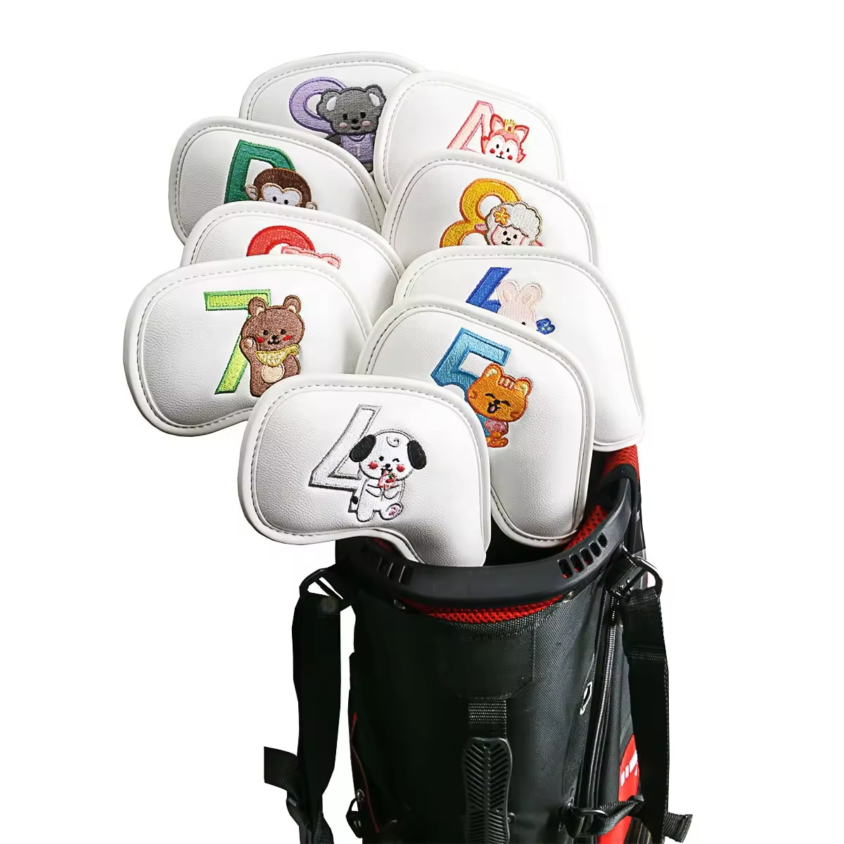 9個入りのかわいい漫画風動物ゴルフアイアンヘッドカバー、PU - Golf Equipment And Accessories のレビューと価格